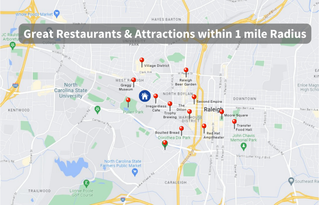 Restaurants and Attractions Near Ashe Avenue in Raleigh